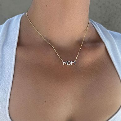 Adornia 14k Gold Flash Plated Cubic Zirconia MOM Pendant Necklace