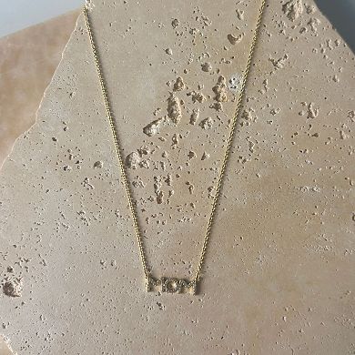 Adornia 14k Gold Flash Plated Cubic Zirconia MOM Pendant Necklace