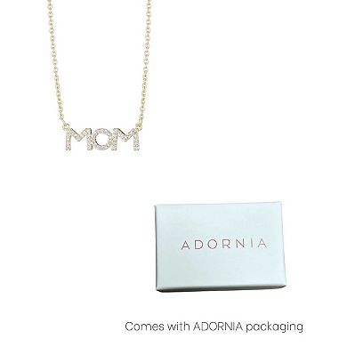 Adornia 14k Gold Flash Plated Cubic Zirconia MOM Pendant Necklace