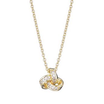 Adornia 14k Gold Flash Plated Cubic Zirconia Braided Knot Pendant Necklace