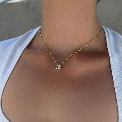 Adornia 14k Gold Flash Plated Cubic Zirconia Braided Knot Pendant Necklace