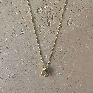 Adornia 14k Gold Flash Plated Cubic Zirconia Braided Knot Pendant Necklace