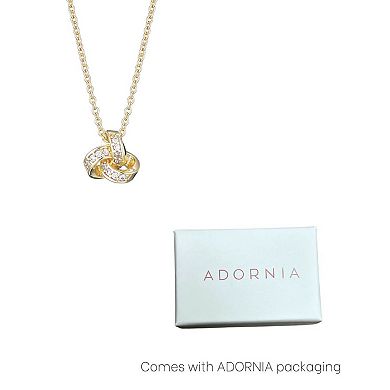 Adornia 14k Gold Flash Plated Cubic Zirconia Braided Knot Pendant Necklace