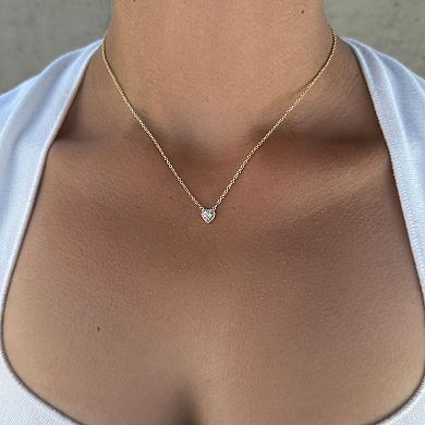 Adornia 14k Gold Flash Plated Cubic Zirconia Halo Heart Pendant Necklace