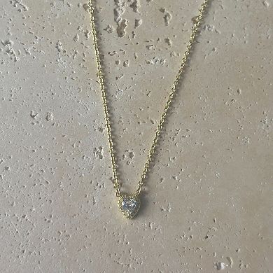 Adornia 14k Gold Flash Plated Cubic Zirconia Halo Heart Pendant Necklace