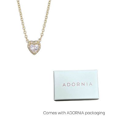 Adornia 14k Gold Flash Plated Cubic Zirconia Halo Heart Pendant Necklace