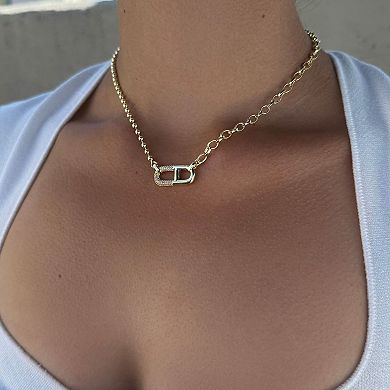 Adornia 14k Gold Flash Plated Cubic Zirconia Mixed Chain Pendant Necklace
