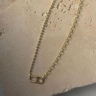 Adornia 14k Gold Flash Plated Cubic Zirconia Mixed Chain Pendant Necklace