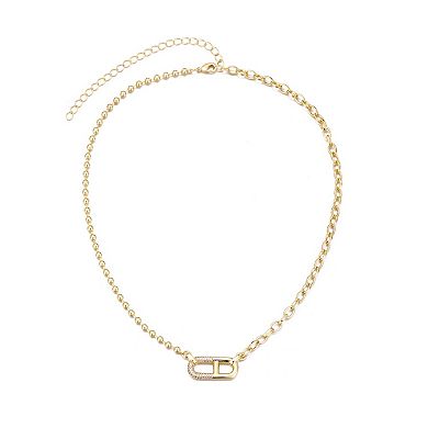 Adornia 14k Gold Flash Plated Cubic Zirconia Mixed Chain Pendant Necklace