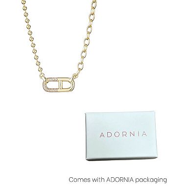 Adornia 14k Gold Flash Plated Cubic Zirconia Mixed Chain Pendant Necklace