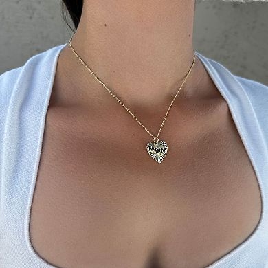 Adornia 14k Gold Flash Plated Cubic Zirconia Fluted Heart MOM Pendant Necklace