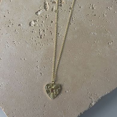 Adornia 14k Gold Flash Plated Cubic Zirconia Fluted Heart MOM Pendant Necklace