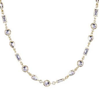 Adornia 14k Gold Plated Mixed Shape Crystal Necklace