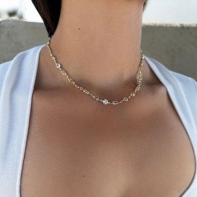 Adornia 14k Gold Plated Mixed Shape Crystal Necklace