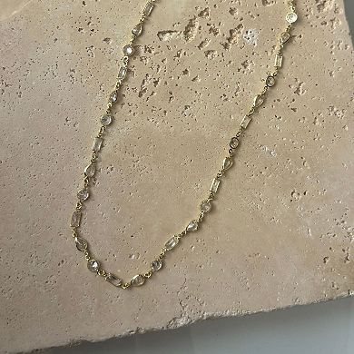Adornia 14k Gold Plated Mixed Shape Crystal Necklace