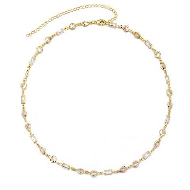 Adornia 14k Gold Plated Mixed Shape Crystal Necklace