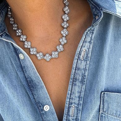 Adornia Crystal Clover Link Chain Necklace
