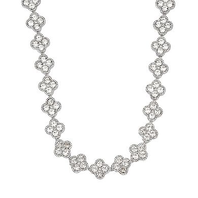 Adornia Crystal Clover Link Chain Necklace
