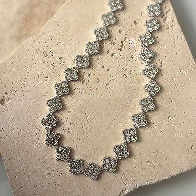 Adornia Crystal Clover Link Chain Necklace
