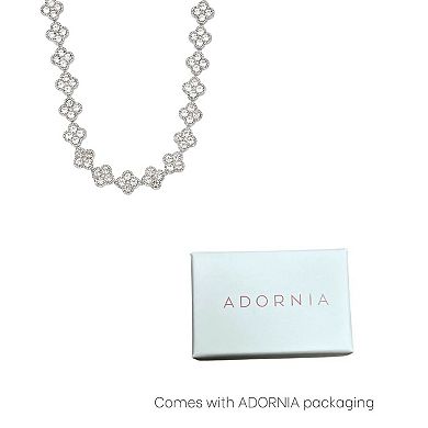 Adornia Crystal Clover Link Chain Necklace