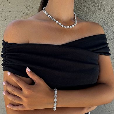 Adornia Crystal Halo Heart Chain Necklace