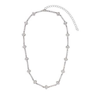 Adornia Crystal Clover Tennis Necklace