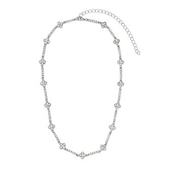 Adornia Crystal Clover Tennis Necklace