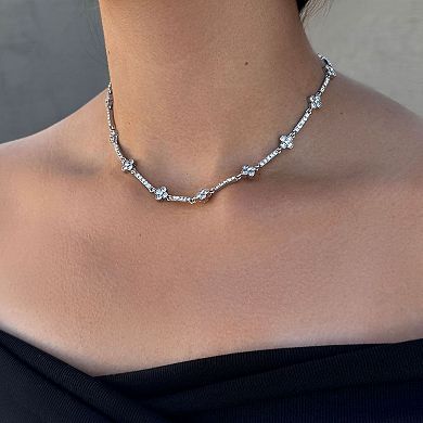 Adornia Crystal Clover Tennis Necklace