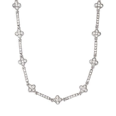 Adornia Crystal Clover Tennis Necklace