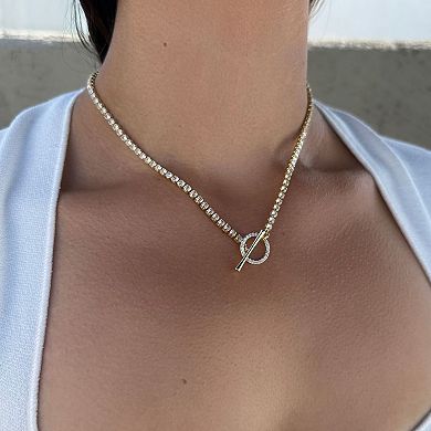 Adornia Crystal Toggle Tennis Necklace