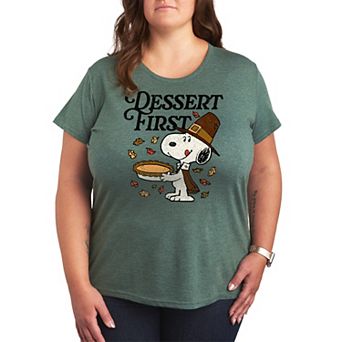 Plus Size Peanuts Thanksgiving Dessert Time Snoopy Graphic Tee