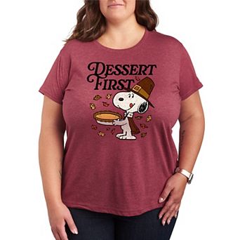 Plus Size Peanuts Thanksgiving Dessert Time Snoopy Graphic Tee