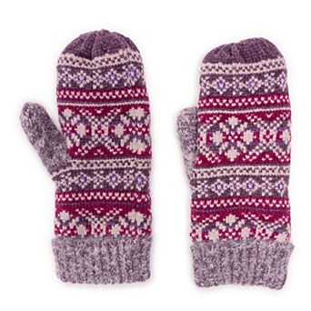 Women's MUK LUKS Chenille Eyelash Mix Mittens