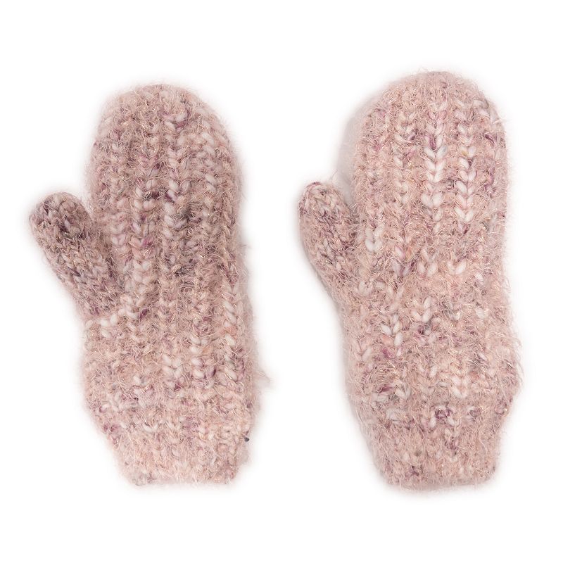 Women's MUK LUKS Chunky Space Dye Eyelash Mittens, Pink Combo
