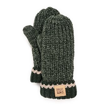 Women's MUK LUKS Marled Chunky Stitch Mittens