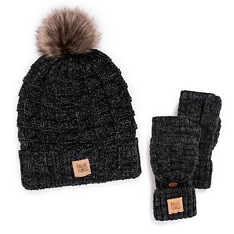 Women's MUK LUKS 2 pc Hat & Flip Mitten Set
