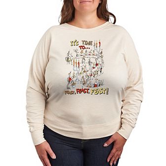 Plus Size Dr. Seuss The Grinch Time To Feast French Terry Long Sleeve Tee