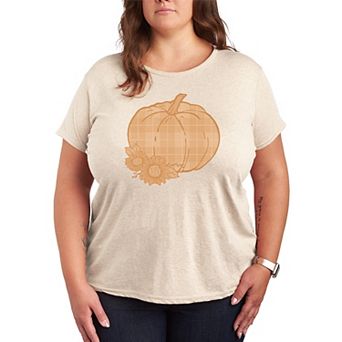 Plus Size Women's Plaid Pumpkin Graphic Tee