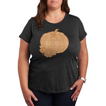 Plus Size Women's Plaid Pumpkin Graphic Tee