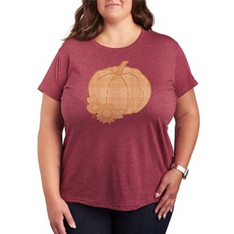 Plus Size Women's Plaid Pumpkin Graphic Tee