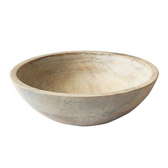 Everyday Decor Hand-Carved Wooden Decorative Bowl Table Decor