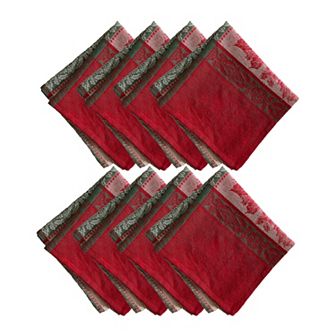 Prestige Poinsettia Cotton Jacquard Napkin, 17"x17", Set Of 8