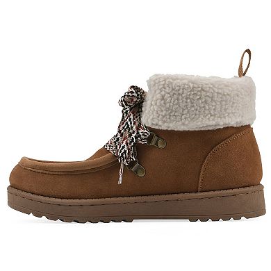 White Mountain Icebox Women's Suede Faux Fur Lace-Up Ankle Boots