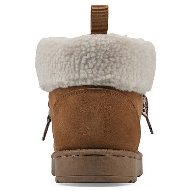 White Mountain Icebox Women's Suede Faux Fur Lace-Up Ankle Boots