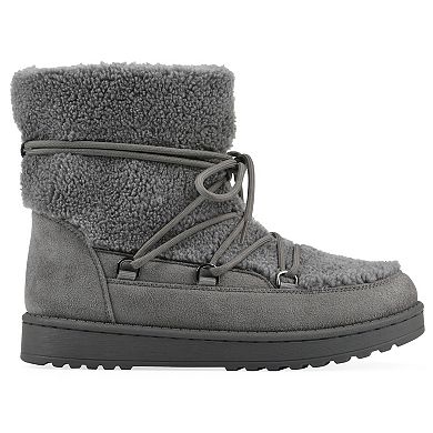 White Mountain Isador Women's Faux Sherpa Lace-Up Boots