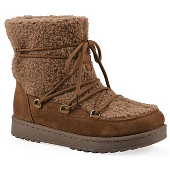 White Mountain Isador Women's Faux Sherpa Lace-Up Boots