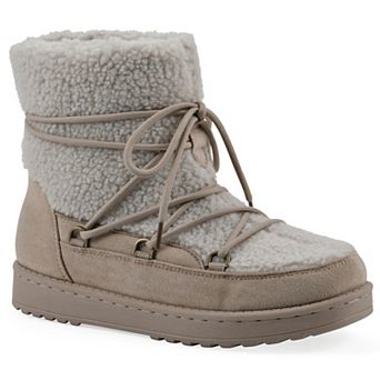 White Mountain Isador Women's Faux Sherpa Lace-Up Boots