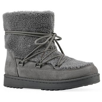 White Mountain Isador Women's Faux Sherpa Lace-Up Boots