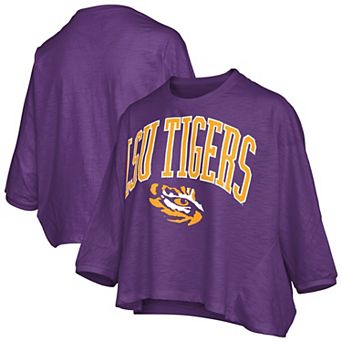 Women's Pressbox Purple LSU Tigers Midi Arch Over Logo Oversized T-Shirt