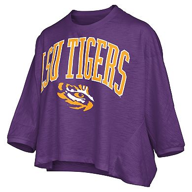 Women's Pressbox Purple LSU Tigers Midi Arch Over Logo Oversized T-Shirt